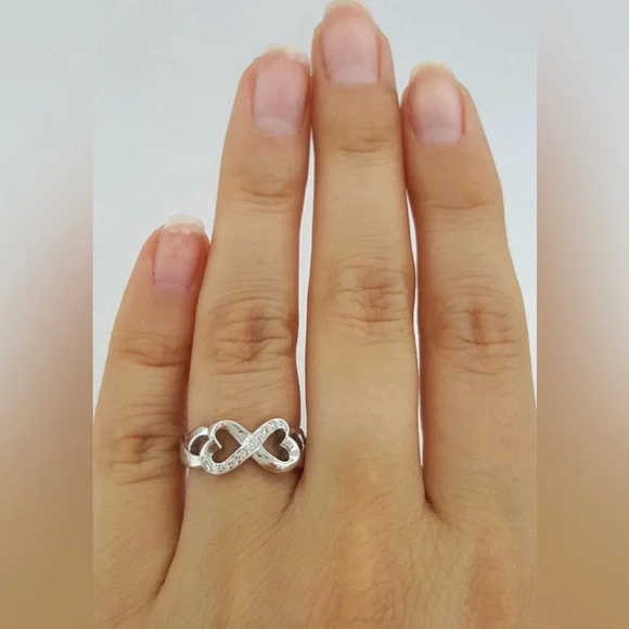 Tiffany & Co Paloma Picasso Double Loving Heart Ring 18K White Gold Diamonds - Picture 2 of 7